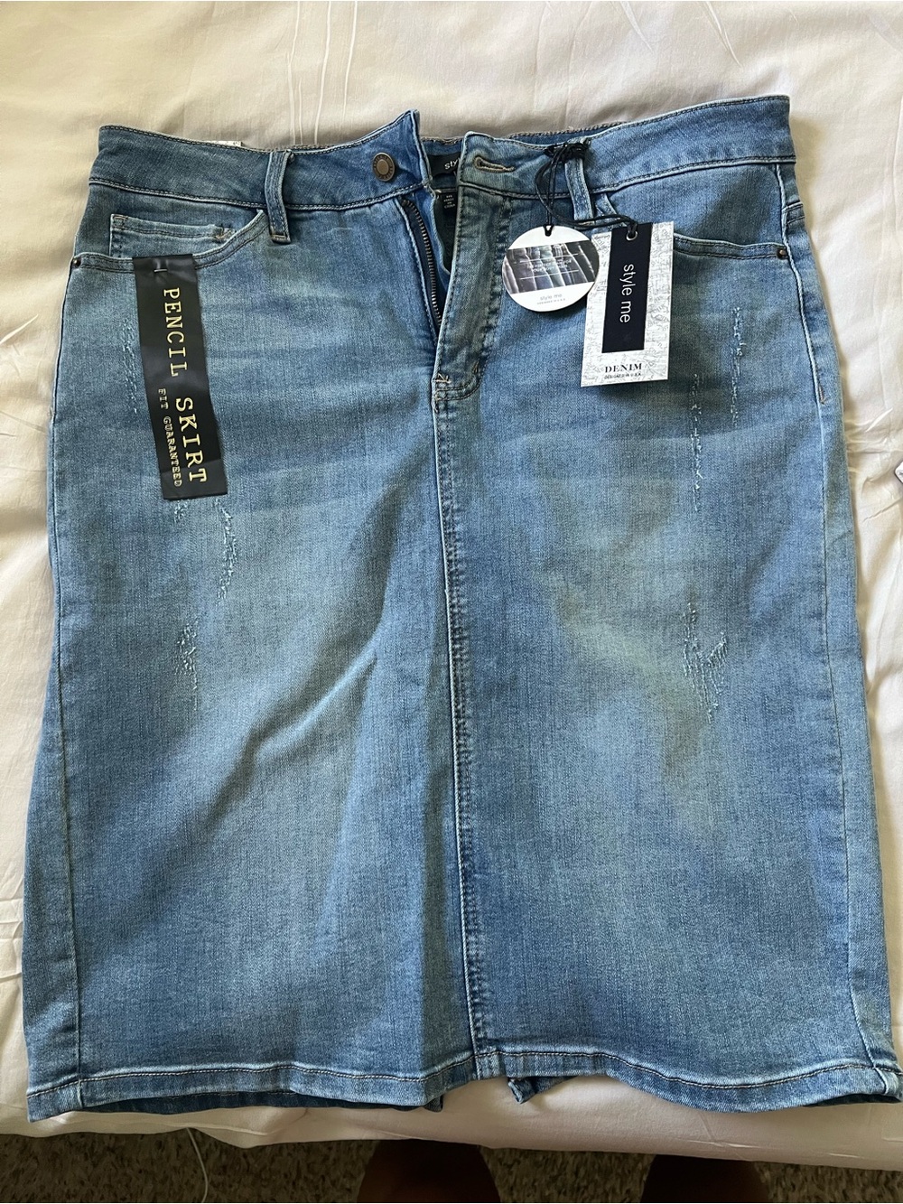 Style & Co. Light Blue Denim Pencil Skirt